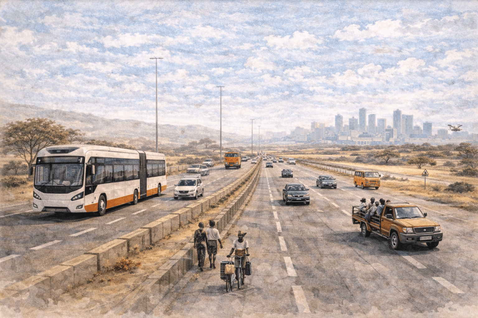 Highway and vehicles